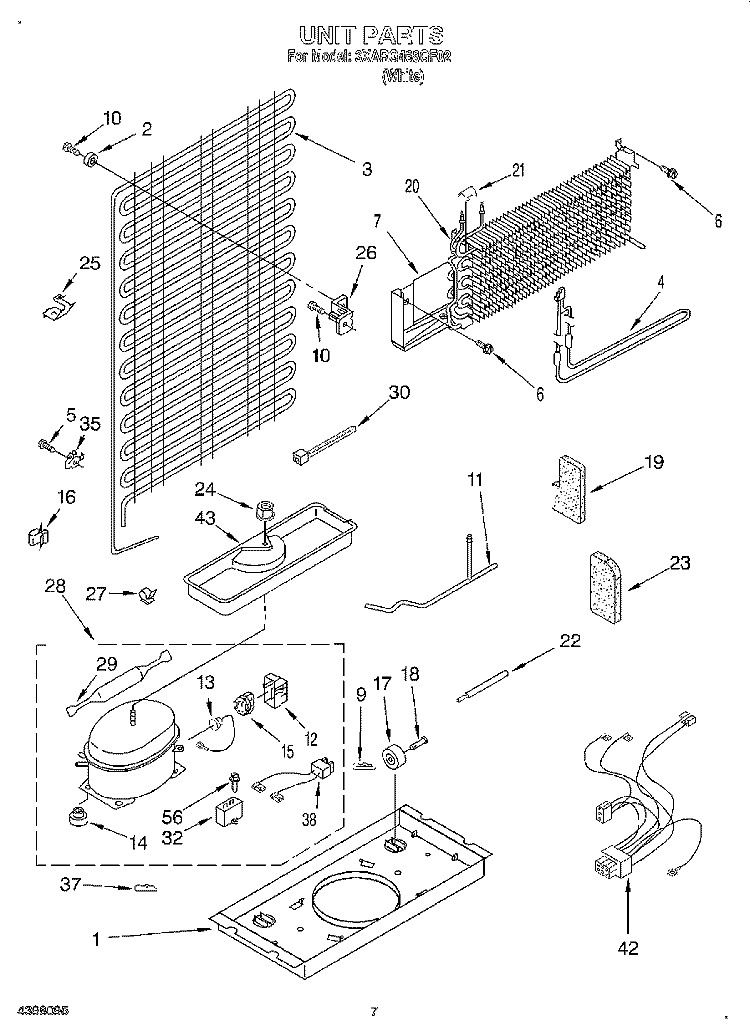 UNIT Diagram and Parts List for 3XARG468GF02  Whirlpool Refrigerator
