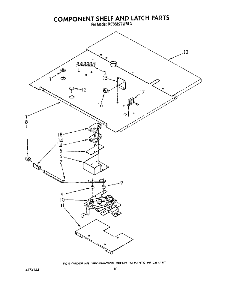 COMPONENT SHELF AND LATCH Diagram and Parts List for KEBS277WAL3  KitchenAid Wall Oven