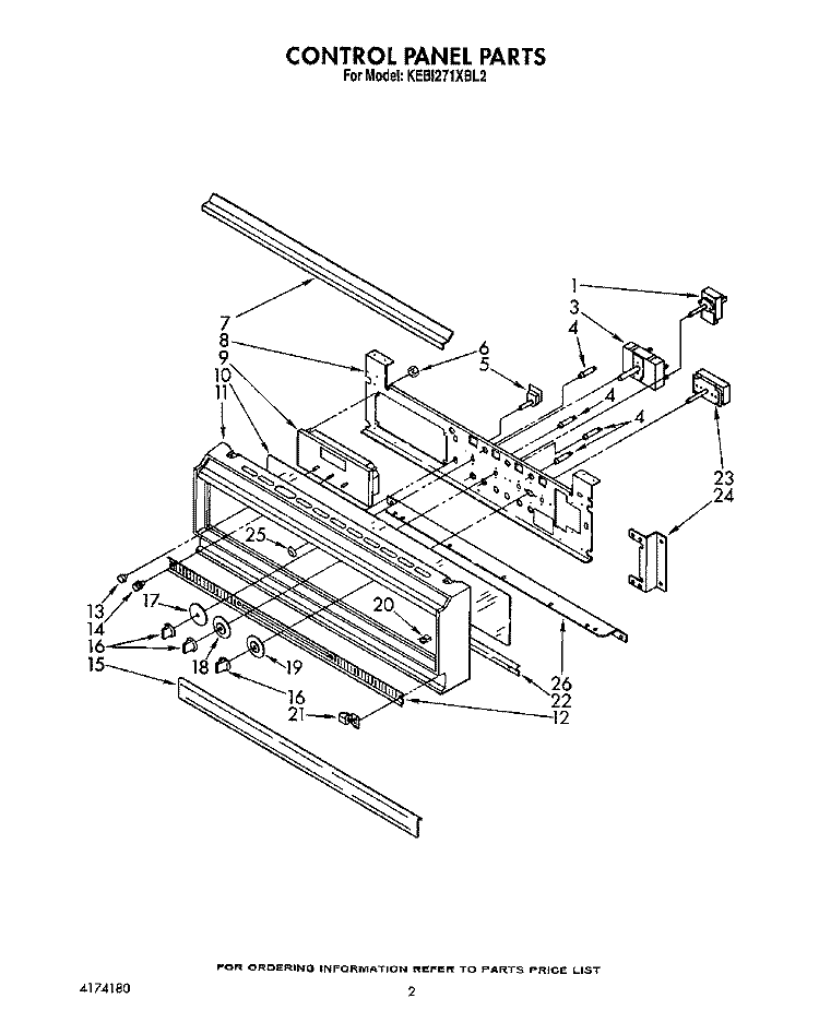 CONTROL PANEL, LIT/OPTIONAL Diagram and Parts List for KEBI271XBL2  KitchenAid Wall Oven