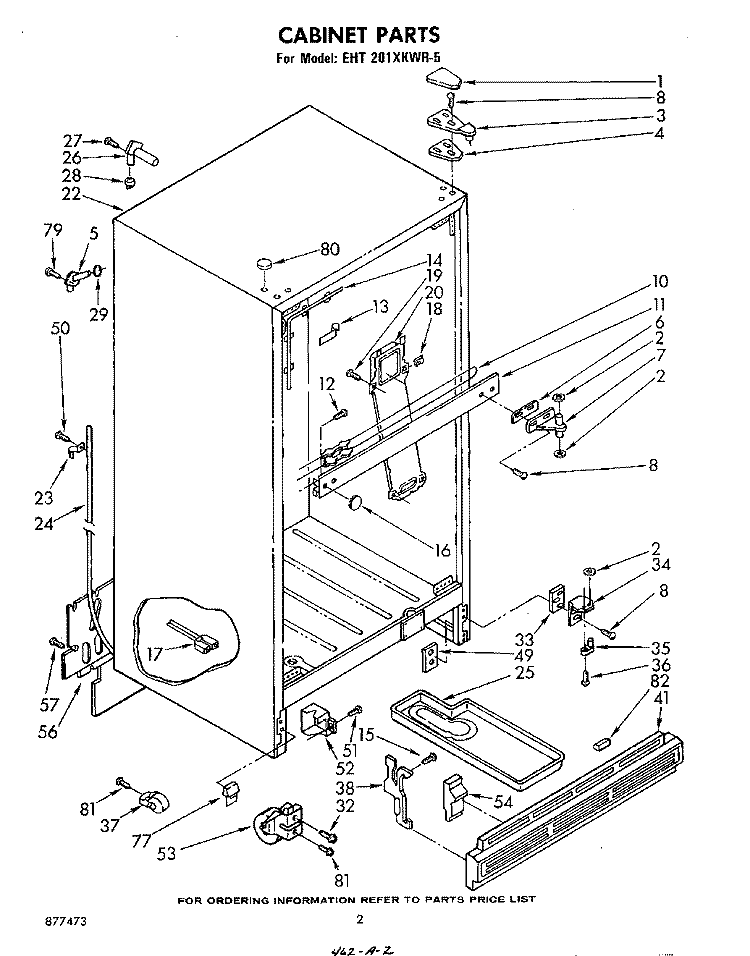 CABINET Diagram and Parts List for EHT201XKWR5  Whirlpool Refrigerator