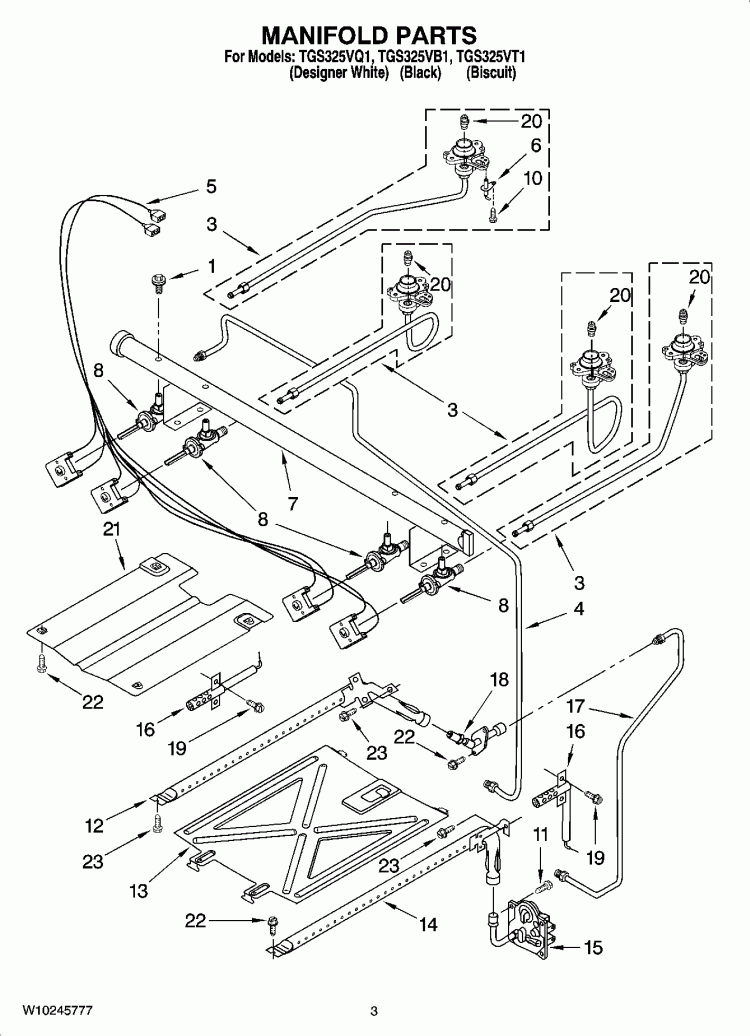 MANIFOLD PARTS Diagram and Parts List for TGS325VT1  Estate Range