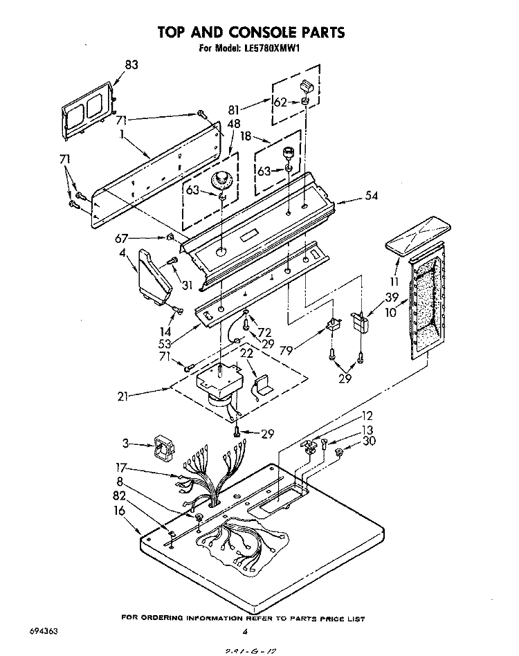 SECTION Diagram and Parts List for LE5780XMW1  Whirlpool Dryer
