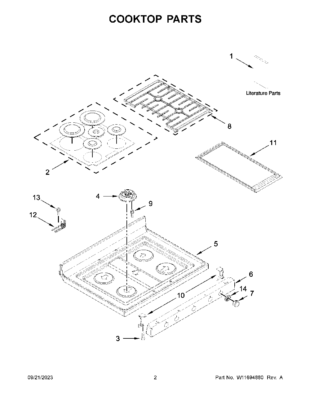 Cooktop Parts Diagram and Parts List for KFGG500ESS7  KitchenAid Range