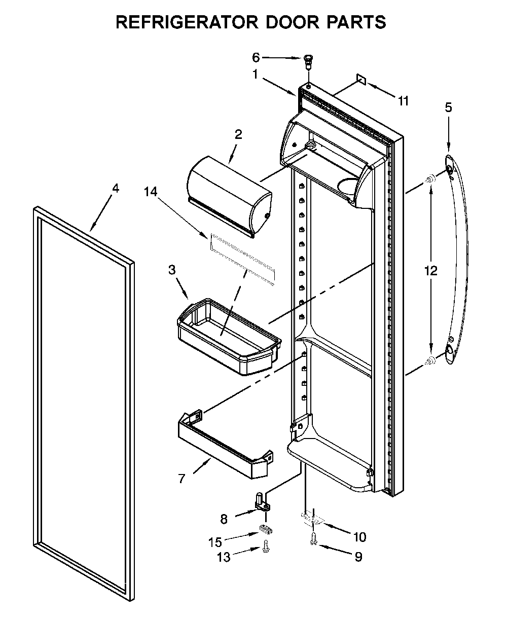 Refrigerator door parts Diagram and Parts List for 10651115711  Kenmore Refrigerator