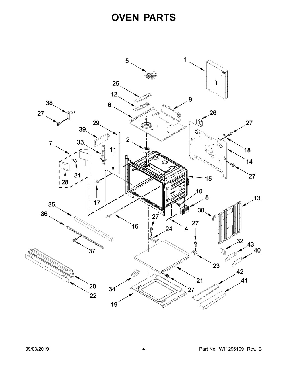Oven Parts Diagram and Parts List for KOSE900HSS00  Whirlpool Wall Oven