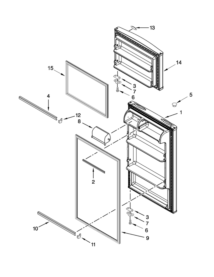 Door Parts Diagram and Parts List for W8RXNGFBD00  Whirlpool Refrigerator