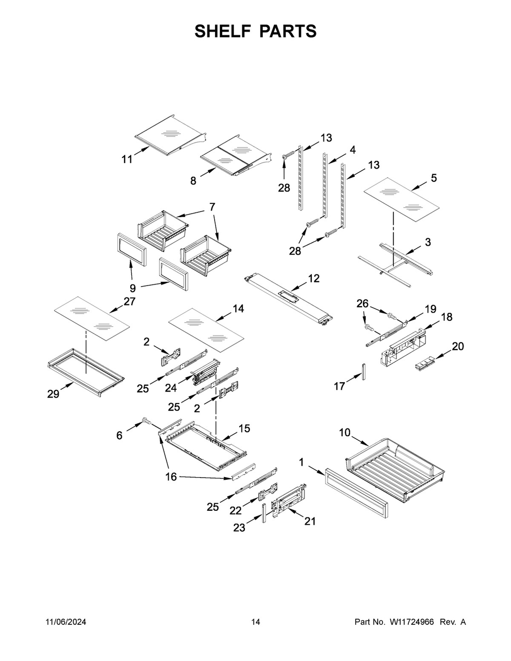 08 - Shelf Parts Diagram and Parts List for KRFF577KBS03  Whirlpool Refrigerator