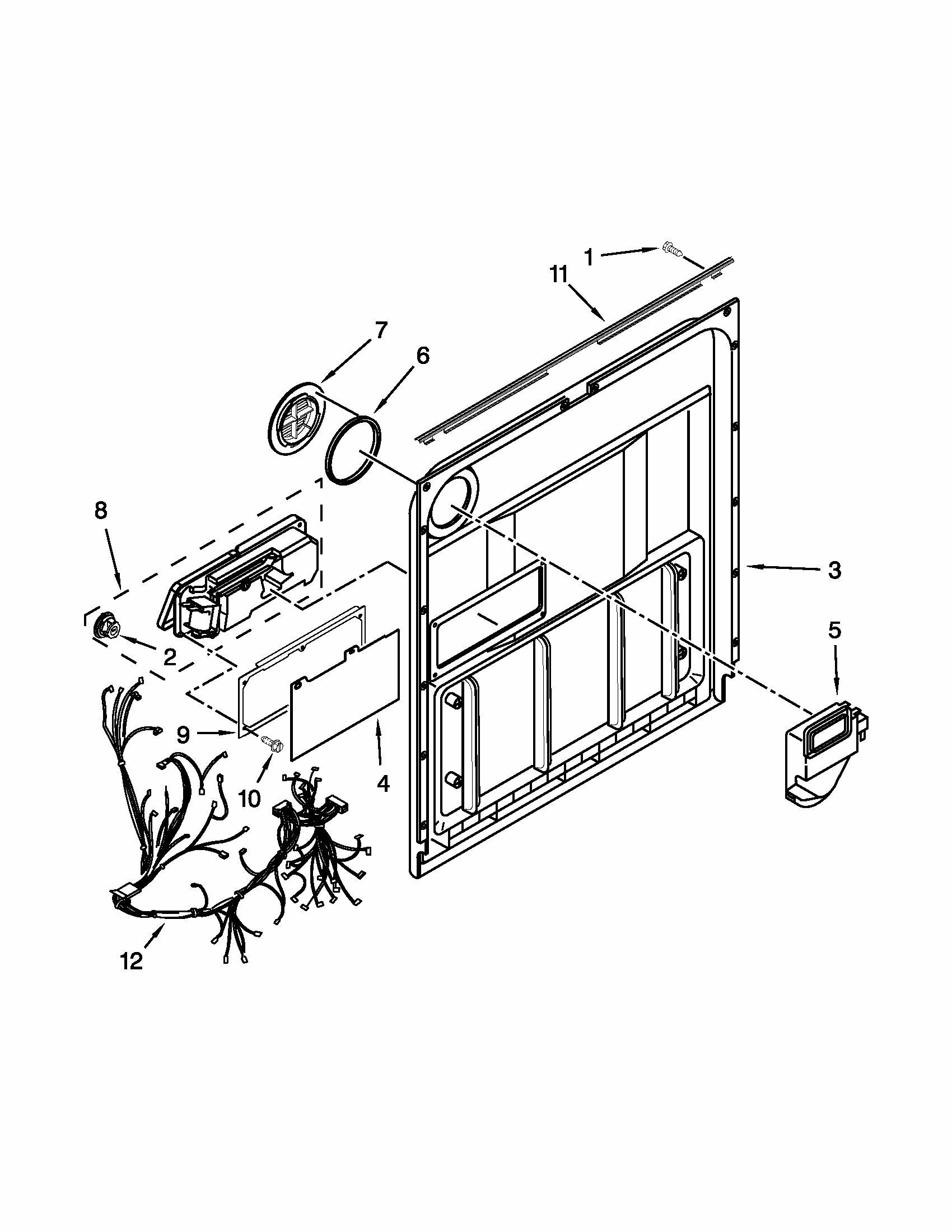 Inner Door Parts Diagram and Parts List for 66513043K114  Kenmore Dishwasher