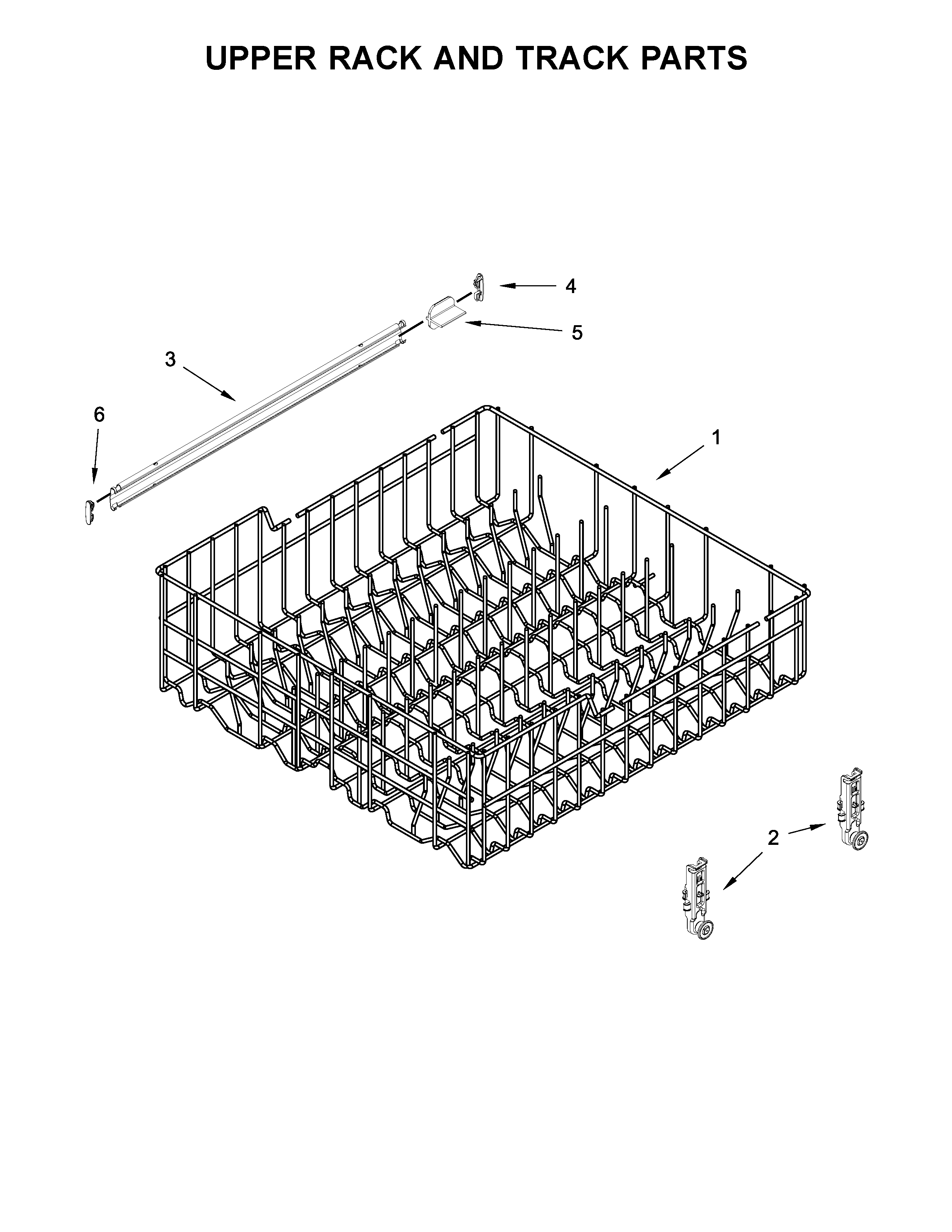 Upper Rack And Track Parts Diagram and Parts List for 66517489N710  Kenmore Dishwasher