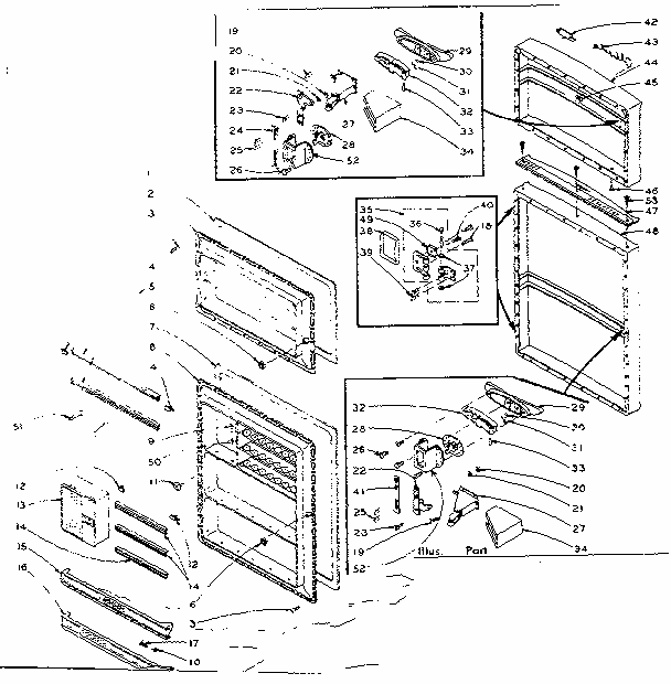 Refrigerator Door Parts Diagram and Parts List for 106L13TDL1-F  Kenmore Refrigerator
