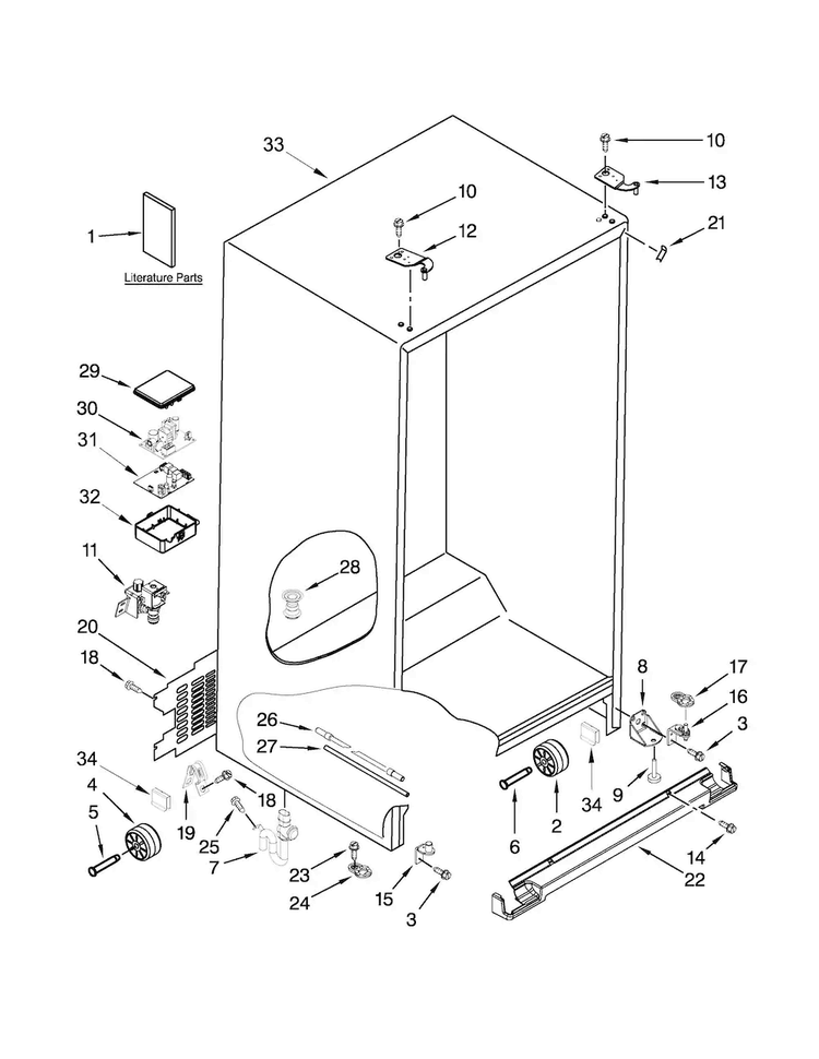 Cabinet Parts Diagram and Parts List for KSC23C8EYY03  KitchenAid Refrigerator