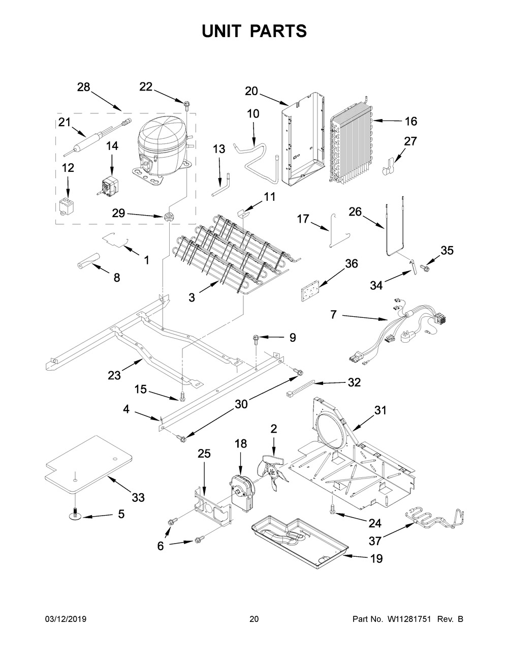 Unit Parts Diagram and Parts List for WRS315SDHB01  Whirlpool Refrigerator
