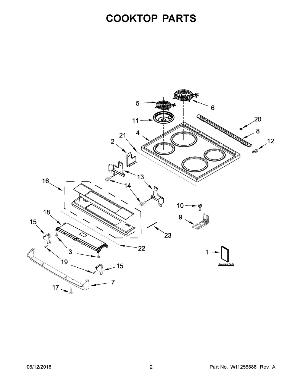 Cooktop Parts Diagram and Parts List for WEC310S0FB2  Whirlpool Range