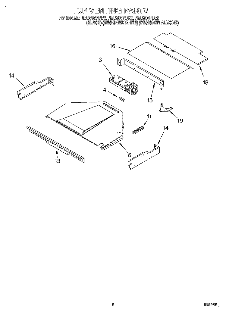 TOP VENTING, OPTIONAL Diagram and Parts List for RBD306PDB2  Whirlpool Wall Oven