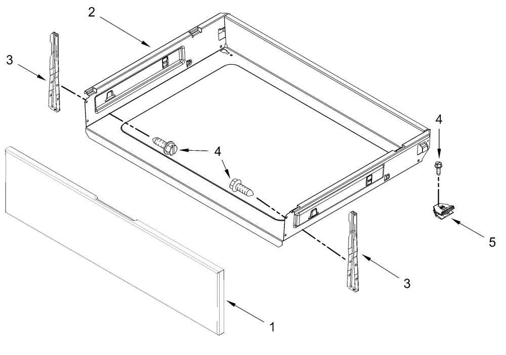 Drawer And Broiler Parts Diagram and Parts List for CREW3874RS0  Whirlpool Range
