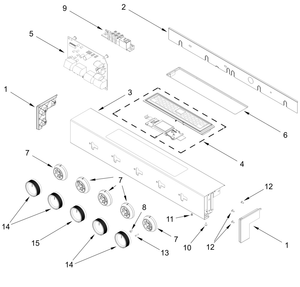 Control Panel Parts Diagram and Parts List for KSGS530SBE0  Whirlpool Range