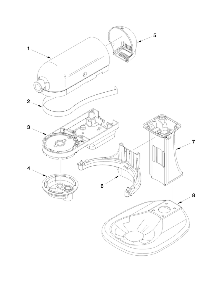 Color Variation Parts Diagram and Parts List for KSM500Q2SL0  KitchenAid Mixer
