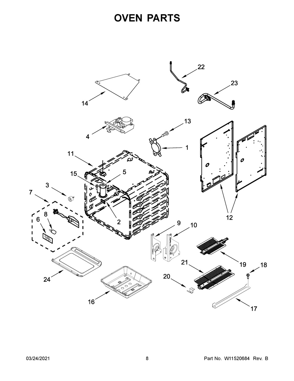 Oven Parts Diagram and Parts List for JGRP636HL01  Whirlpool Range
