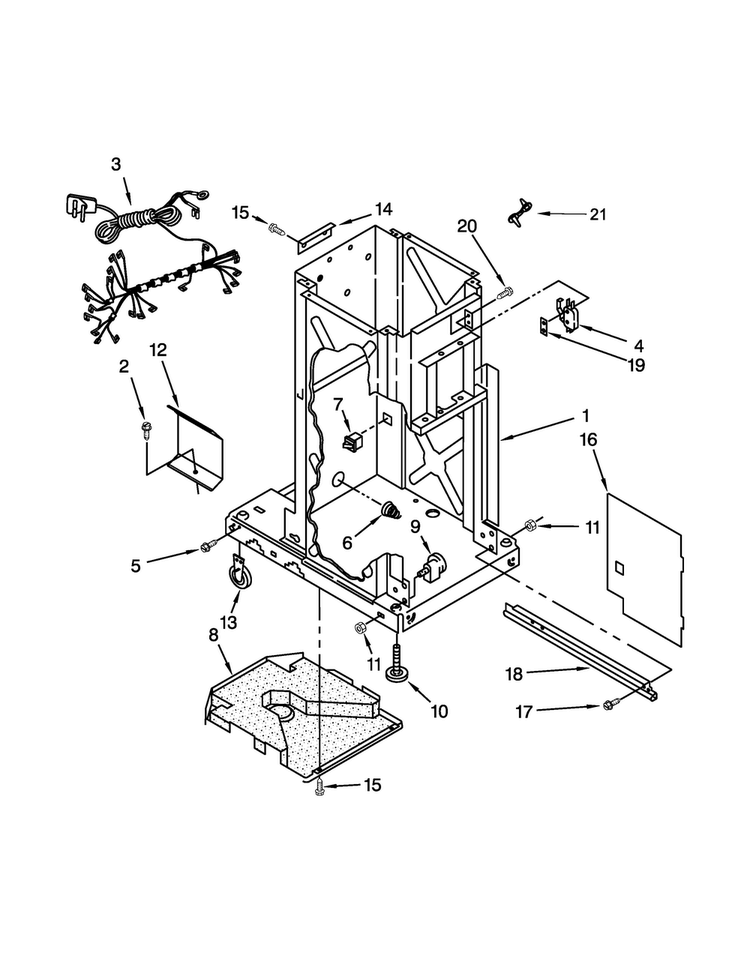 Frame Parts Diagram and Parts List for GC900QPPQ5  Whirlpool Trash Compactor