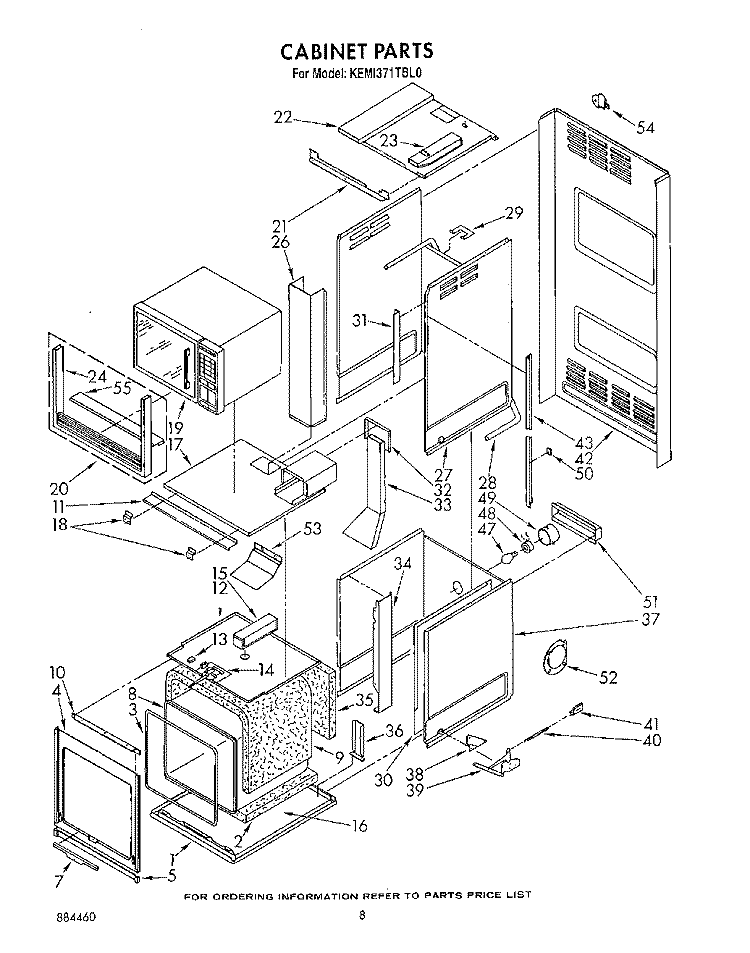 CABINET Diagram and Parts List for KEMI371TBL0  KitchenAid Microwave Oven Combo