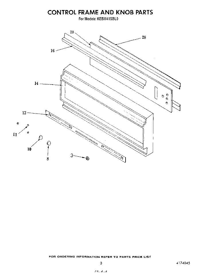 CONTROL FRAME AND KNOB Diagram and Parts List for KEBI141SBL0  KitchenAid Wall Oven