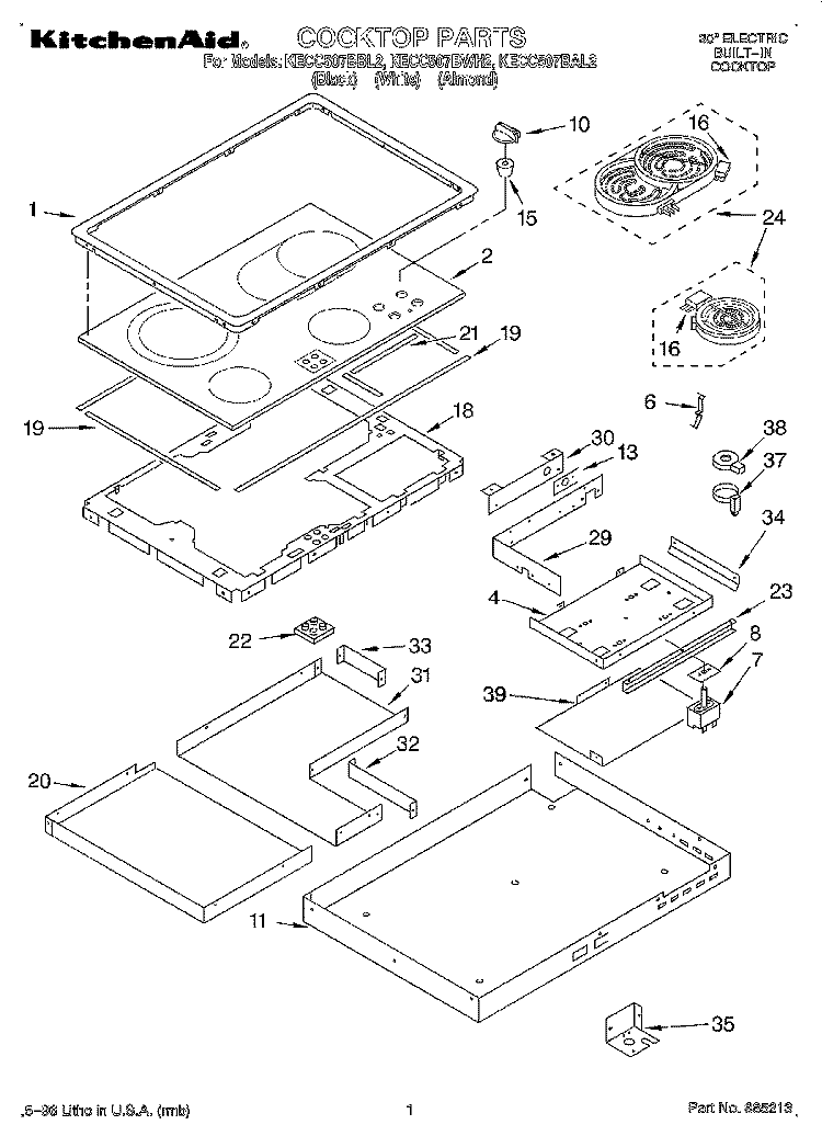 SECTION Diagram and Parts List for KECC507BAL2  KitchenAid Cooktop
