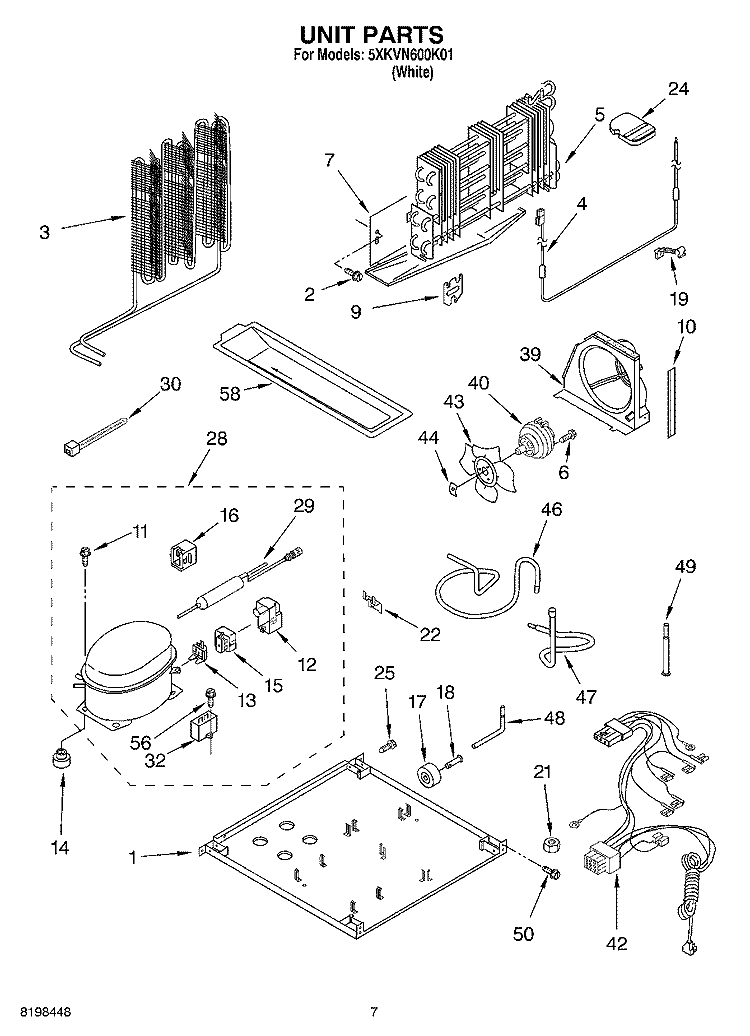 UNIT PARTS Diagram and Parts List for 5XKVN600K01  Whirlpool Refrigerator