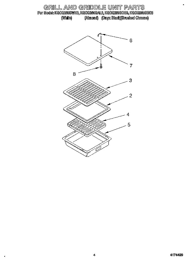 GRILL AND GRIDDLE UNIT Diagram and Parts List for KGCG260SAL3  KitchenAid Cooktop