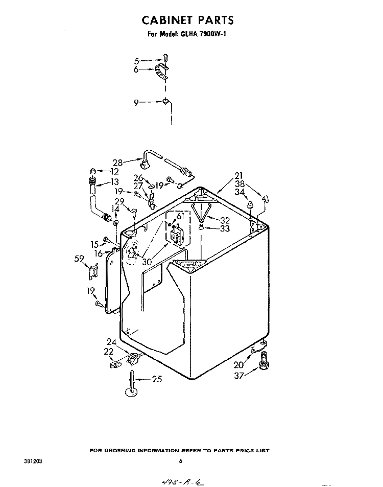 CABINET Diagram and Parts List for GLHA7900W1  Whirlpool Washer