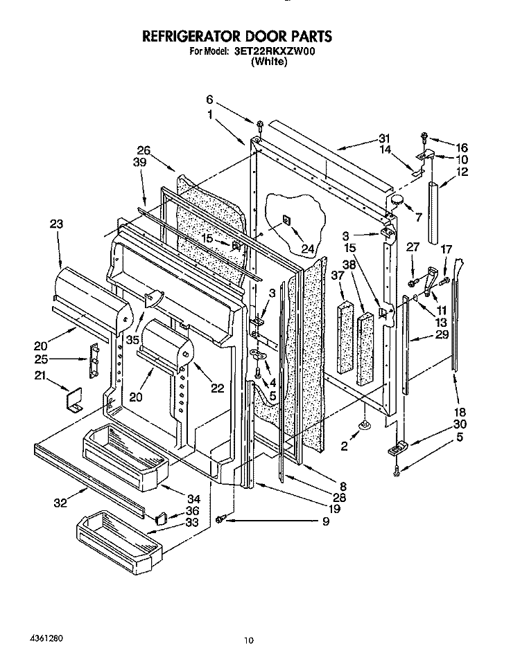 REFRIGERATOR DOOR Diagram and Parts List for 3ET22RKXZW00  Whirlpool Refrigerator