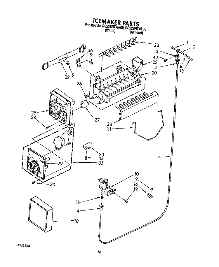 ICEMAKER, LIT/OPTIONAL Diagram and Parts List for RS22BRXAW00  Roper Refrigerator