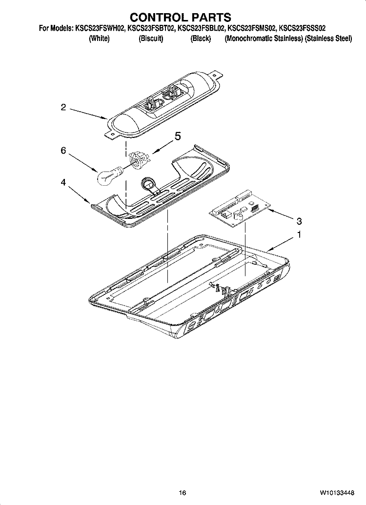 CONTROL PARTS Diagram and Parts List for KSCS23FSBL02  KitchenAid Refrigerator