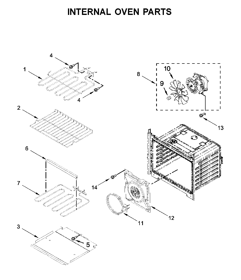 Internal oven parts Diagram and Parts List for WOS72EC0HV02  Whirlpool Wall Oven