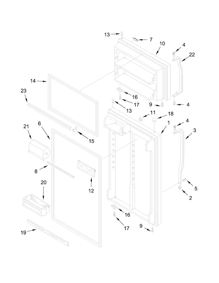 Door Parts Diagram and Parts List for 10672154111  Kenmore Refrigerator
