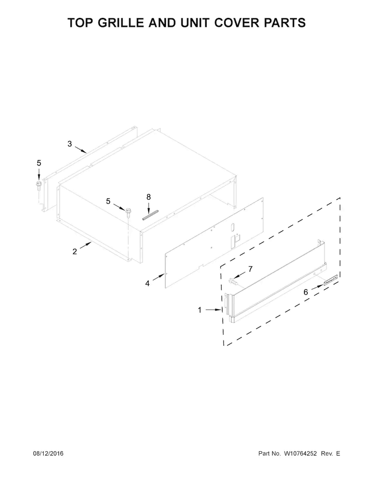 Top Grille And Unit Cover Parts Diagram and Parts List for KBFN402ESS00  KitchenAid Refrigerator