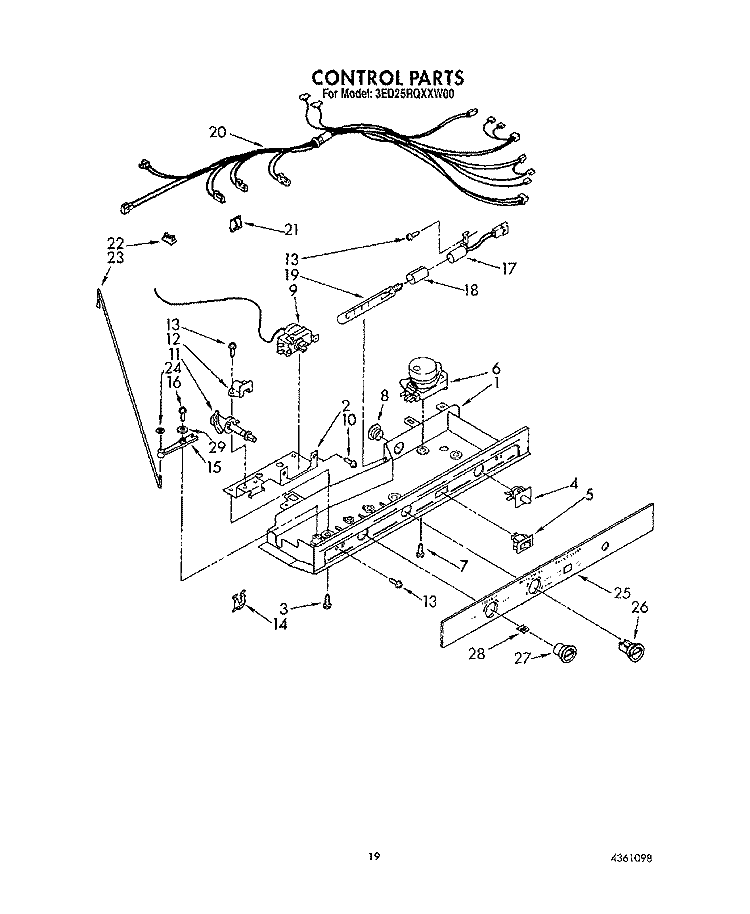 CONTROL Diagram and Parts List for 3ED25RQXXW00  Whirlpool Refrigerator