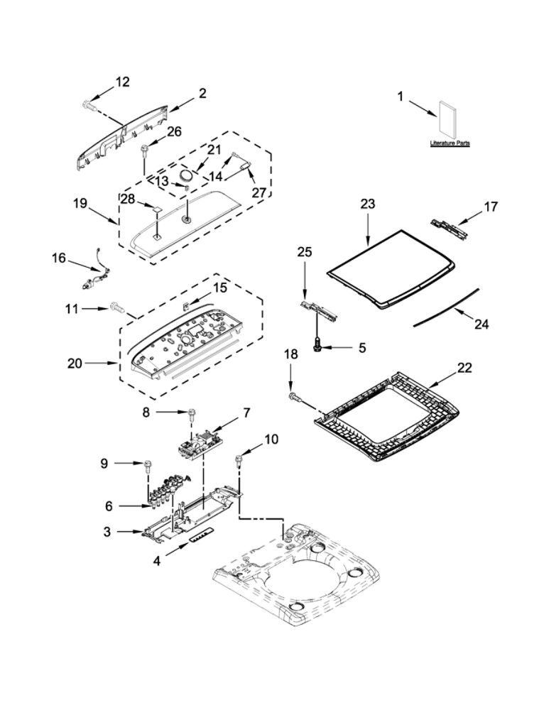 Console And Lid Parts Diagram and Parts List for 11031632610  Kenmore Washer