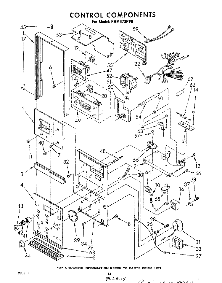 CONTROL Diagram and Parts List for RHM973PP0  Whirlpool Range