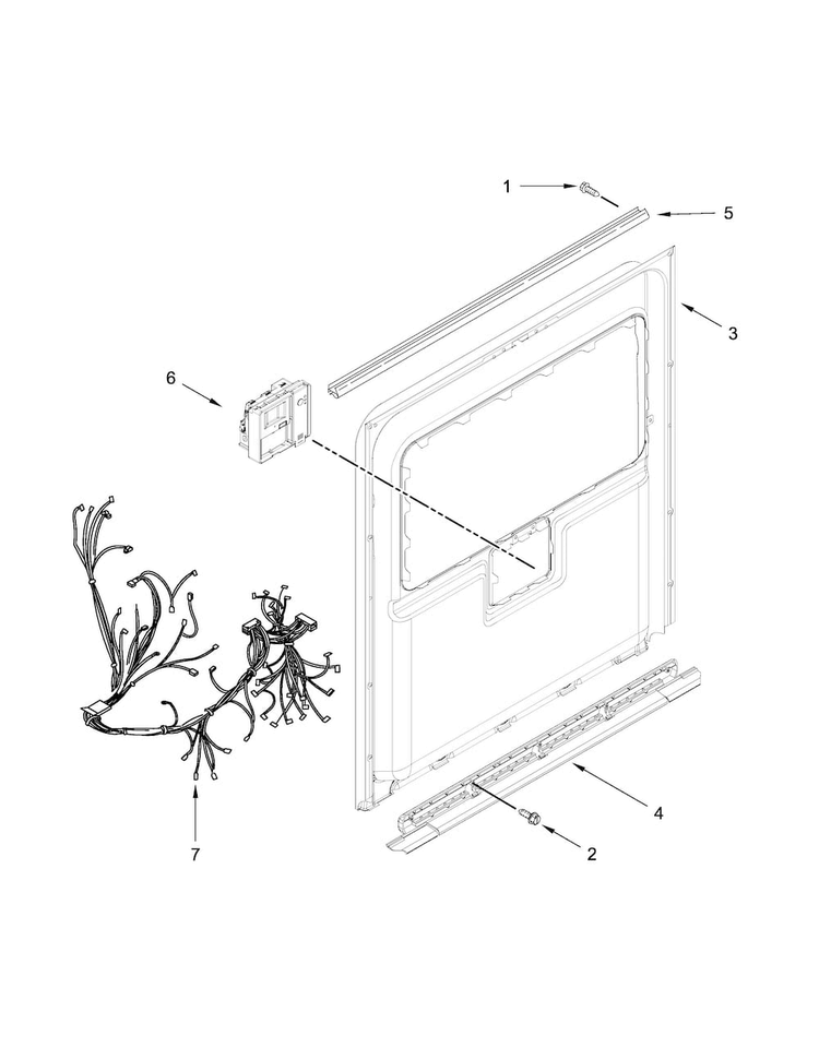 Inner Door Parts Diagram and Parts List for KDTM384ESS0  KitchenAid Dishwasher