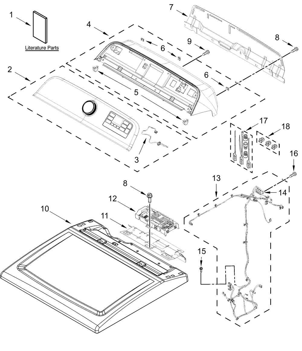 Top And Console Parts Diagram and Parts List for YWED7120HC4  Whirlpool Dryer