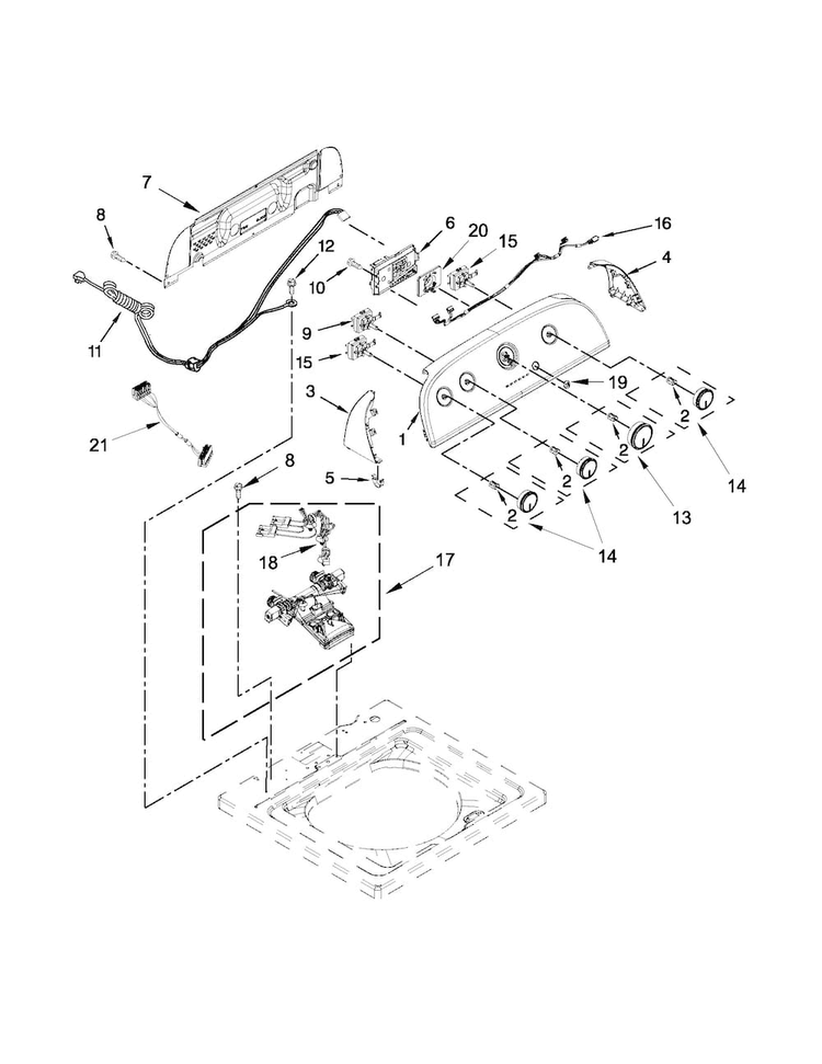 Controls And Water Inlet Parts Diagram and Parts List for WTW4800BQ0  Whirlpool Washer