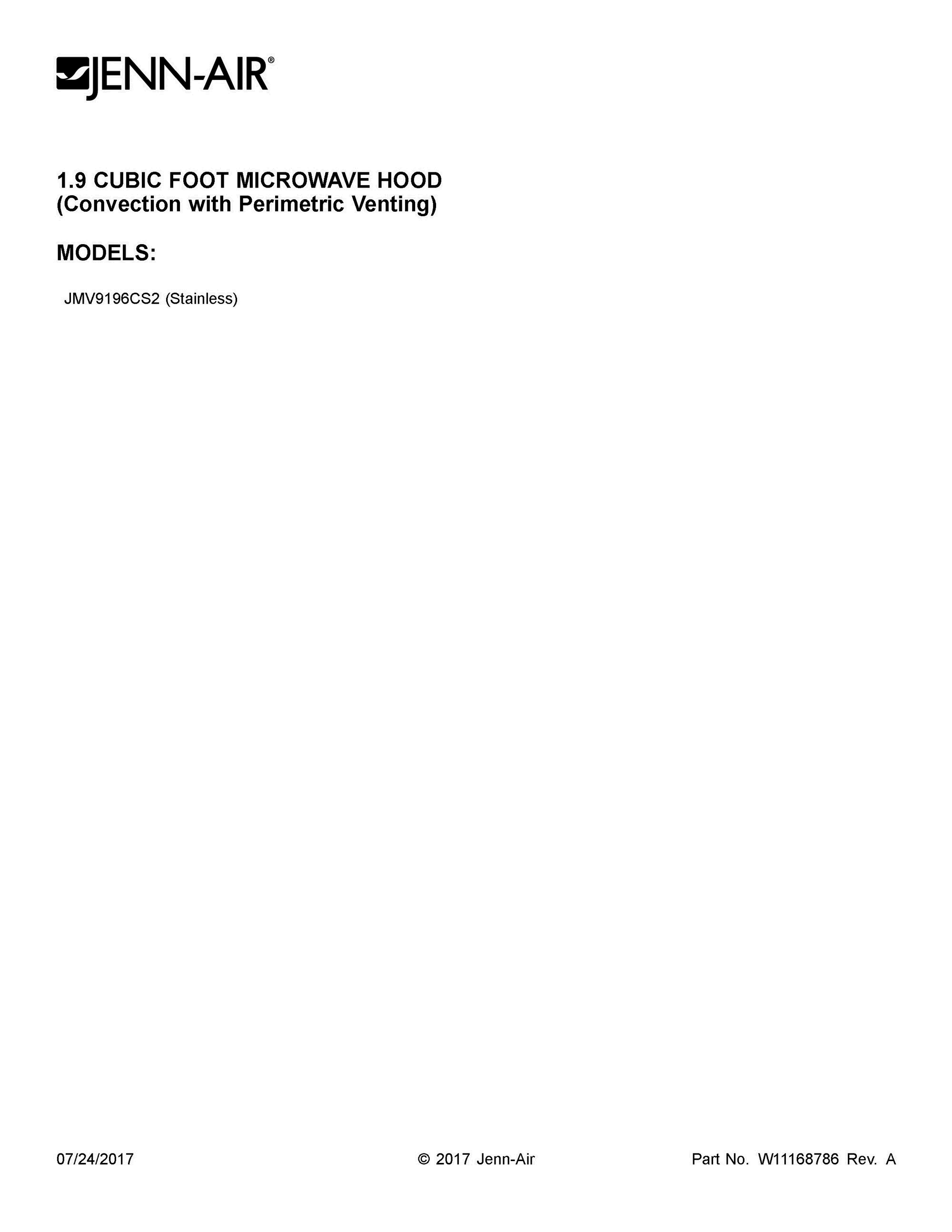 01 - COVER SHEET Diagram and Parts List for JMV9196CS2  Whirlpool Microwave Oven Combo