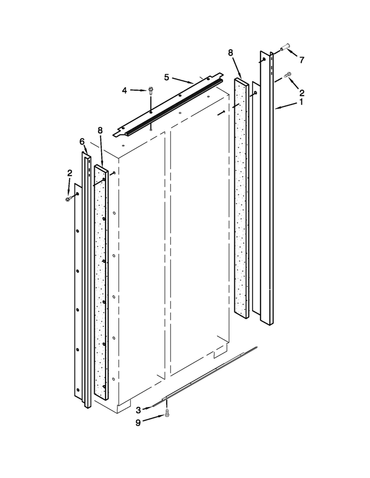 Cabinet Trim Parts Diagram and Parts List for KSSO48FTX18  KitchenAid Refrigerator