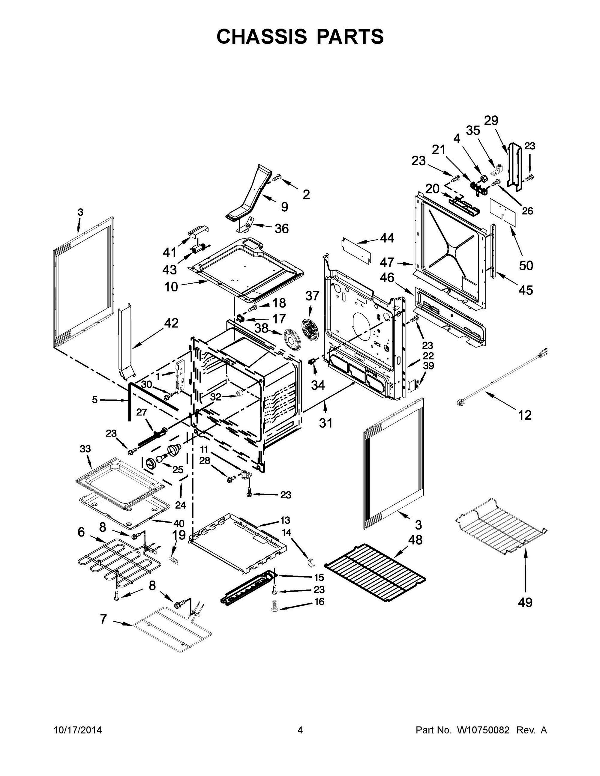 03 - CHASSIS PARTS Diagram and Parts List for YMES8880DE0  Whirlpool Range
