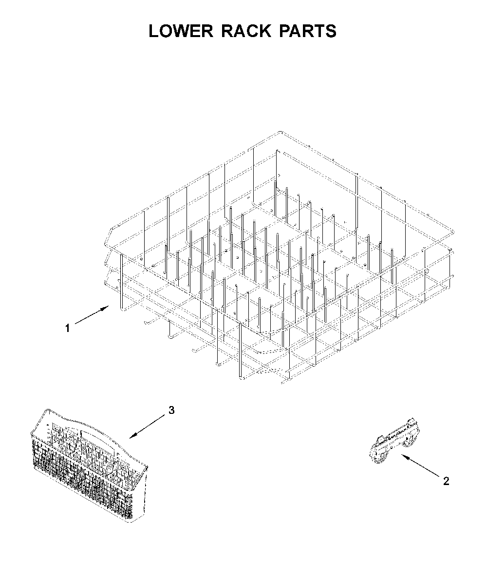 Lower rack parts Diagram and Parts List for WDF330PAHS5  Whirlpool Dishwasher