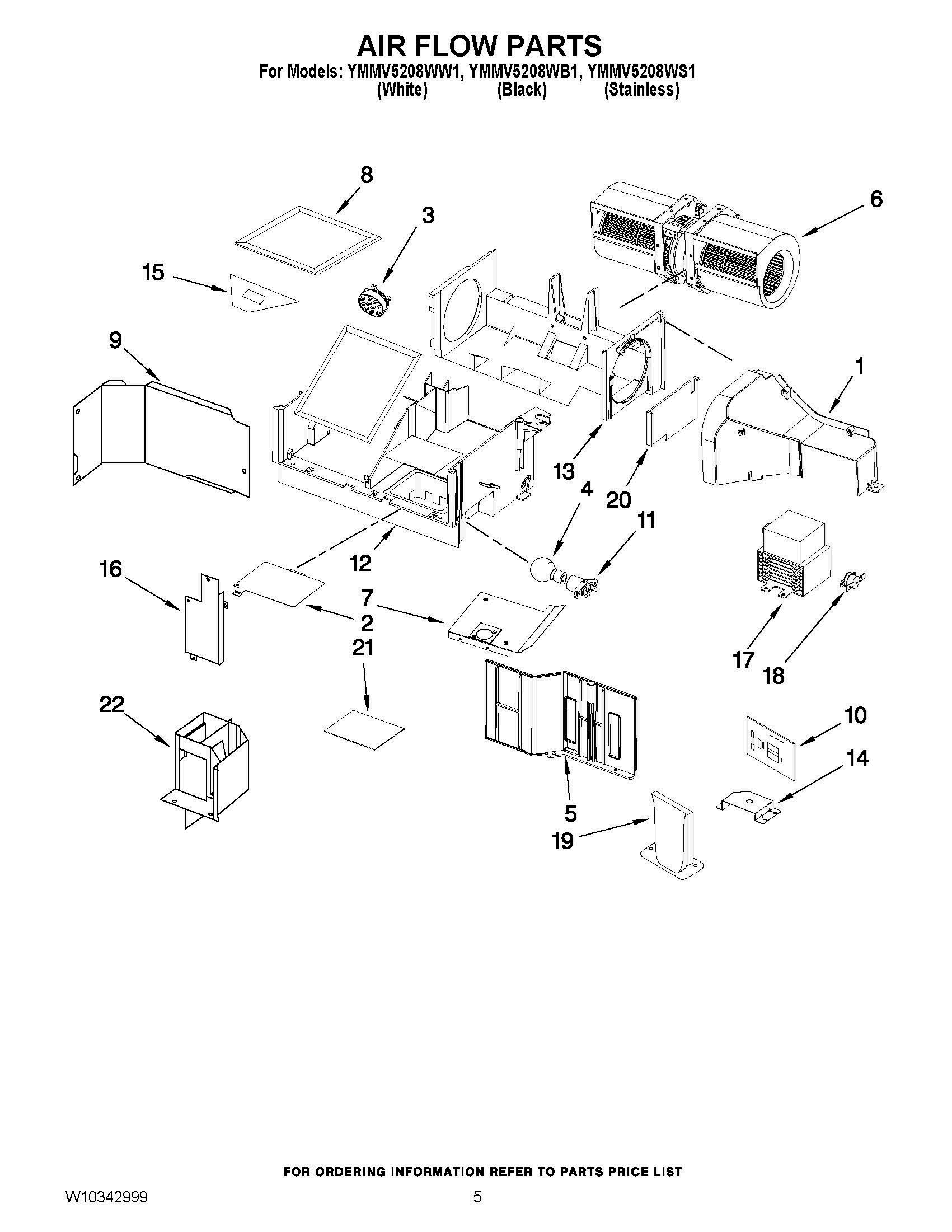 04 - AIR FLOW PARTS Diagram and Parts List for YMMV5208WW1  Whirlpool Microwave