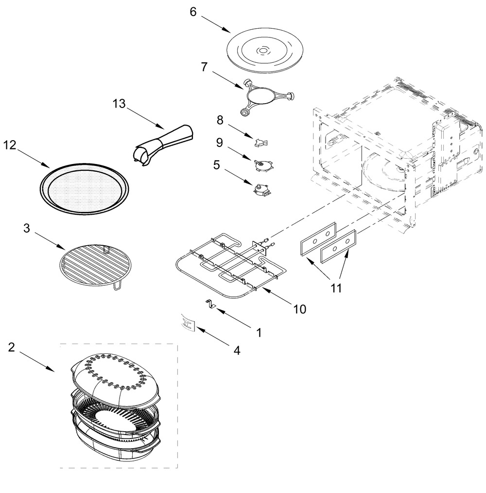 Internal Microwave Parts Diagram and Parts List for JOEMC130RM00  Whirlpool Microwave