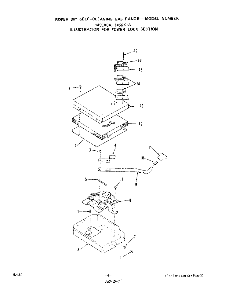 BROILER AND OVEN BURNER Diagram and Parts List for 1456X1A  Roper Range