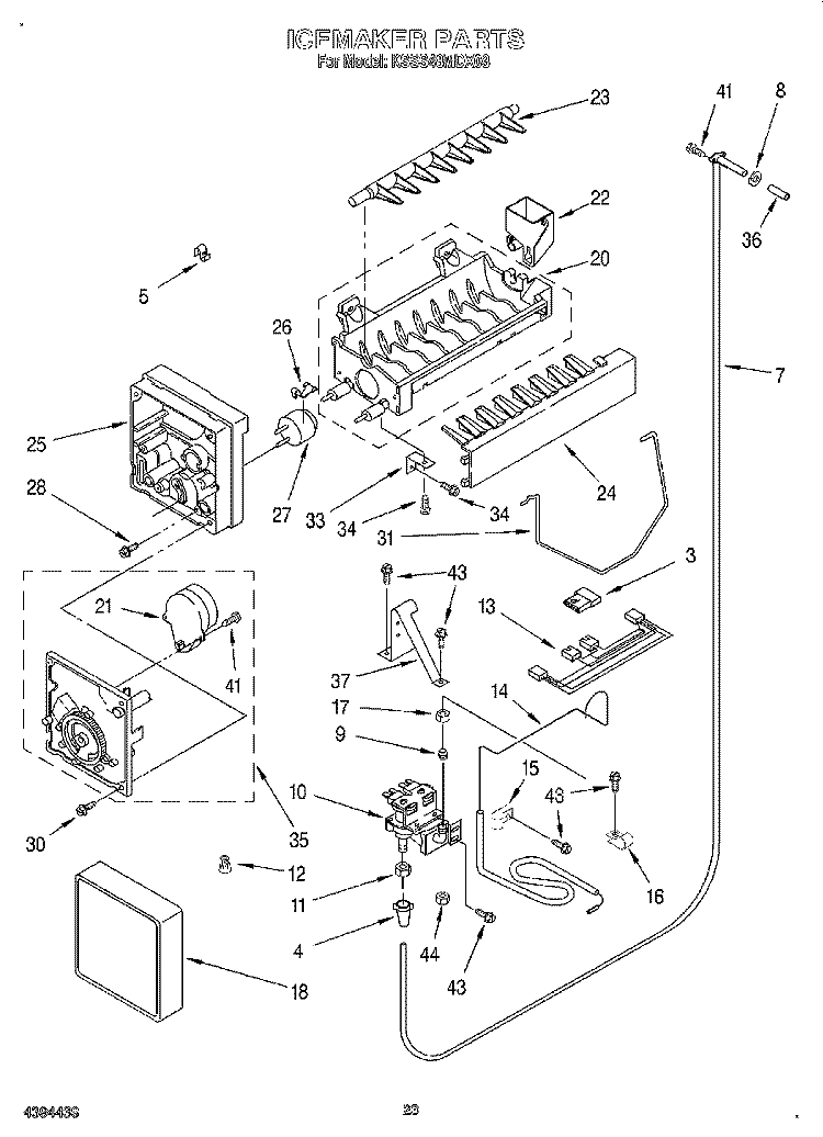 ICEMAKER, LIT/OPTIONAL Diagram and Parts List for KSSS48MDX03  KitchenAid Refrigerator
