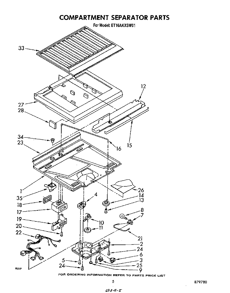 COMPARTMENT SEPARATOR Diagram and Parts List for ET16AKXSW01  Whirlpool Refrigerator